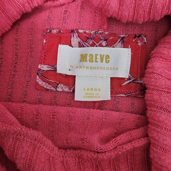 Maeve by Anthropologie Vanna Coral Pink Ribbed Top Size L - Picture 6 of 10